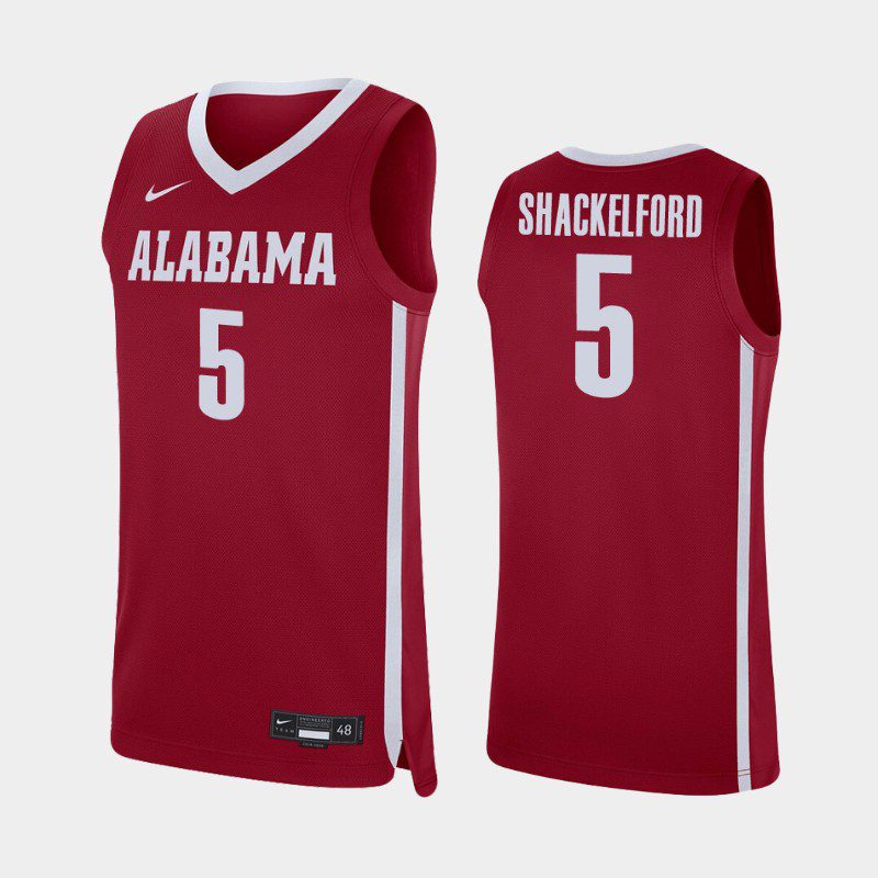 Men's Alabama Crimson Tide Jaden Shackelford #5 Replica Crimson NCAA College Basketball Jersey